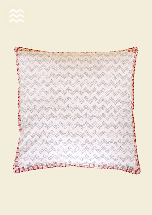 20s Cotton Cushion Cover in Floral Block Print
