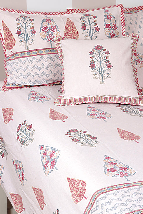20s Cotton Cushion Cover in Floral Block Print