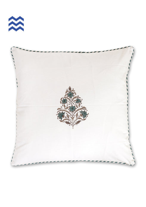 20s Cotton Cushion Cover in Floral Block Print