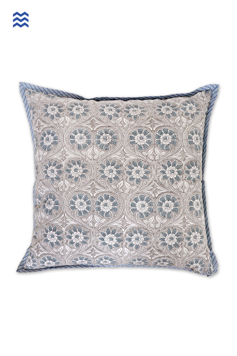 20s Cotton Cushion Cover in Floral Block Print