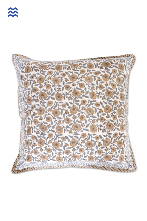 20s Cotton Large Cushion Cover In Block Print