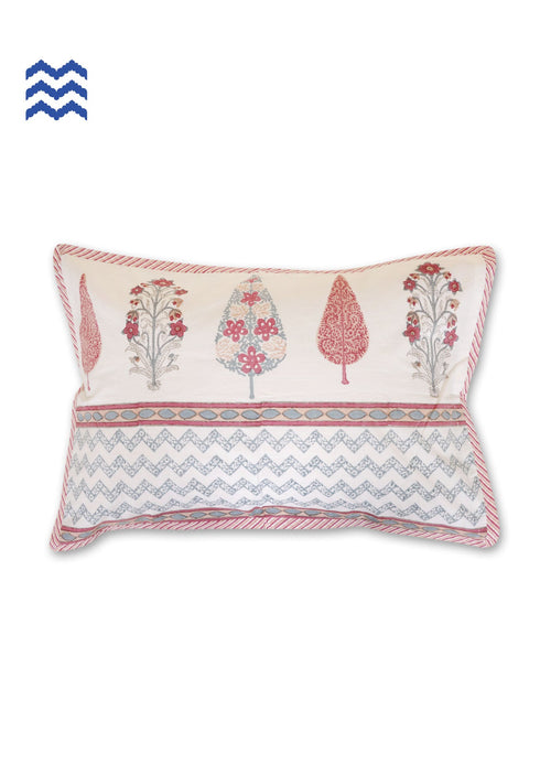 40s Cotton Pillow Cover in Block Print