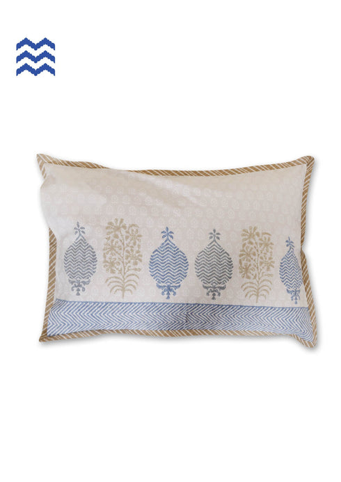 40s Cotton Pillow Cover in Floral Block Print