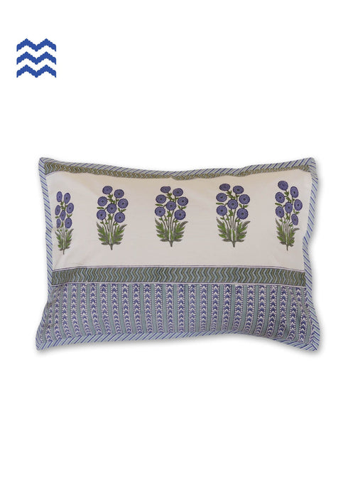 40s Cotton Pillow Cover in Floral Block Print