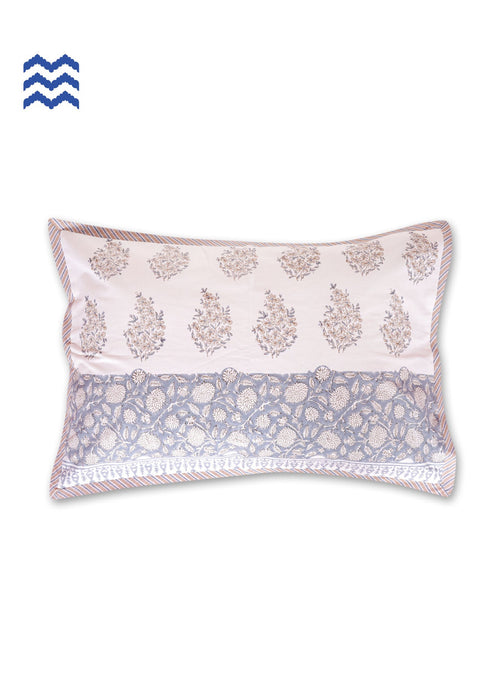 40s Cotton Pillow Cover in Block Print