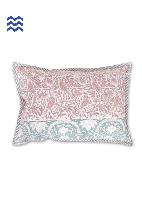 40s Cotton Pillow Cover in Block Print