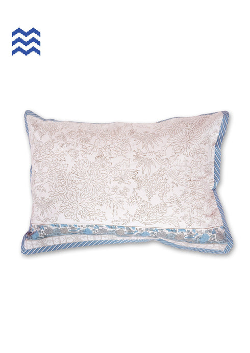 40s Cotton Pillow Cover in Block Print