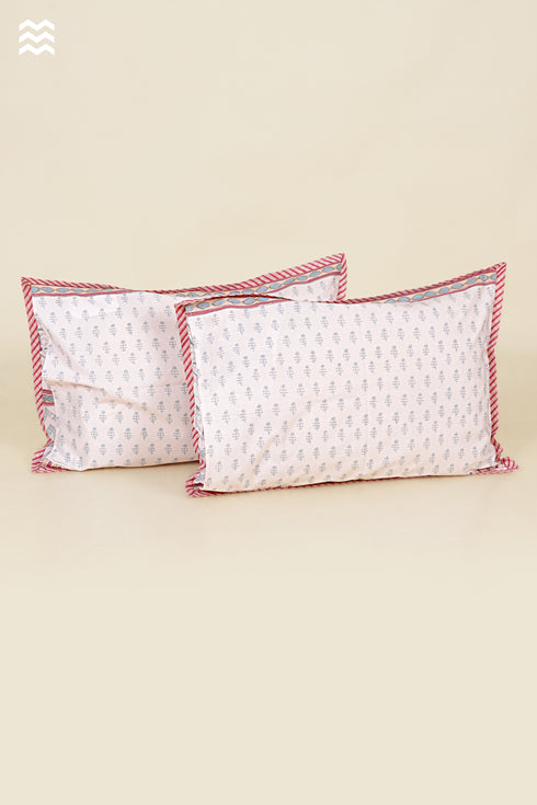 40s Cotton Pillow Cover in Floral Block Print