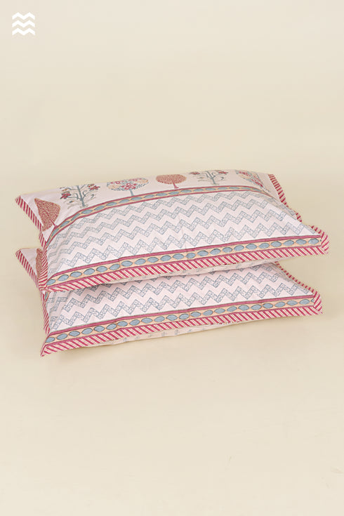 40s Cotton Pillow Cover in Floral Block Print