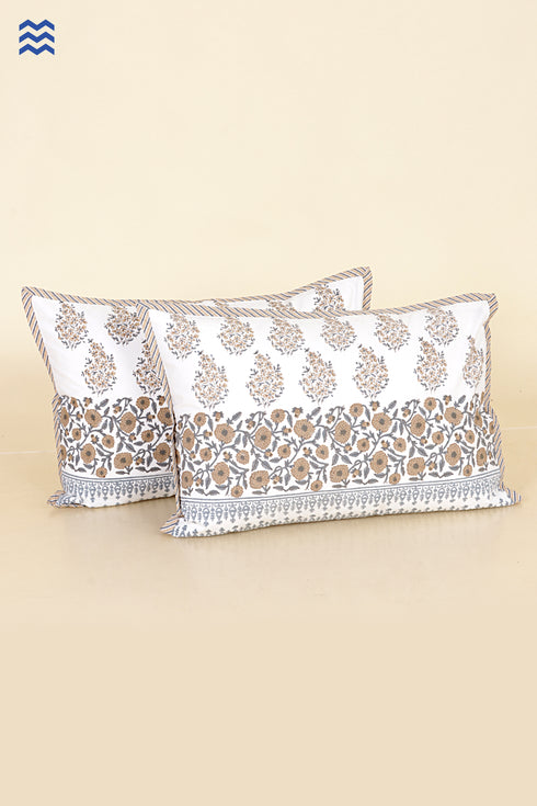 40s Cotton Pillow Cover in Block Print