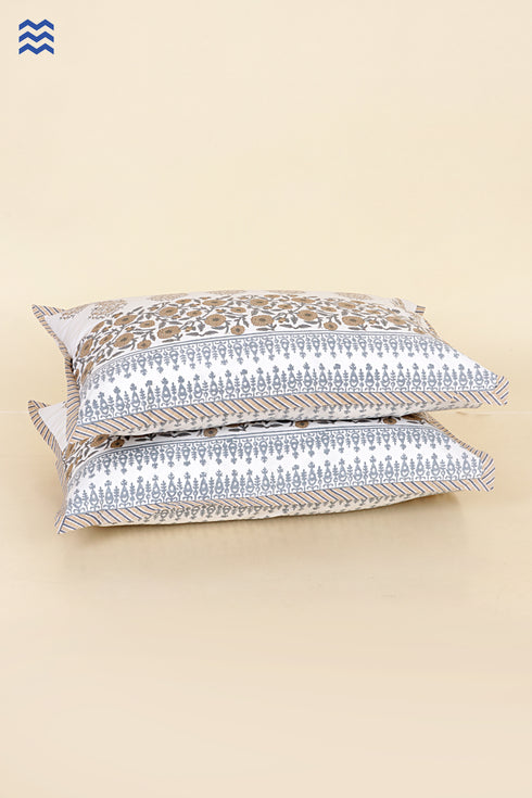 40s Cotton Pillow Cover in Block Print