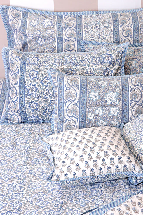 20s Cotton Lumbar Cushion Cover In Block Print