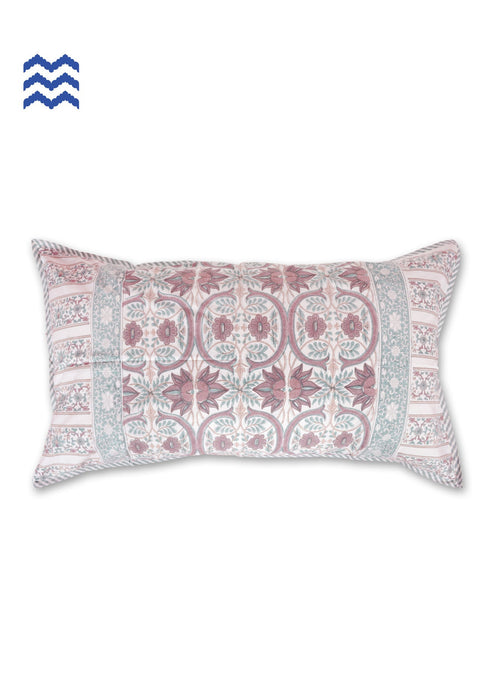 20s Cotton Cushion Cover in Block Print with Piping