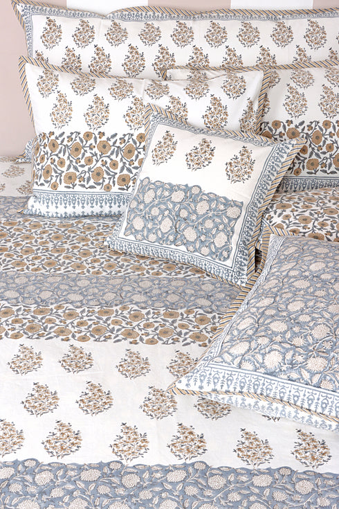 20s Cotton Large Cushion Cover In Block Print