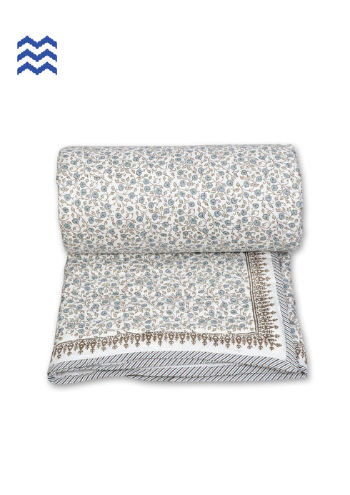 Mulmul Cotton Quilt in Floral Block Print