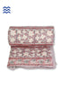 Mulmul Cotton Quilt In Carnelian Pink And Powder Blue Floral Print