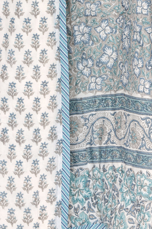 Mulmul Cotton Quilt in Floral Block Print