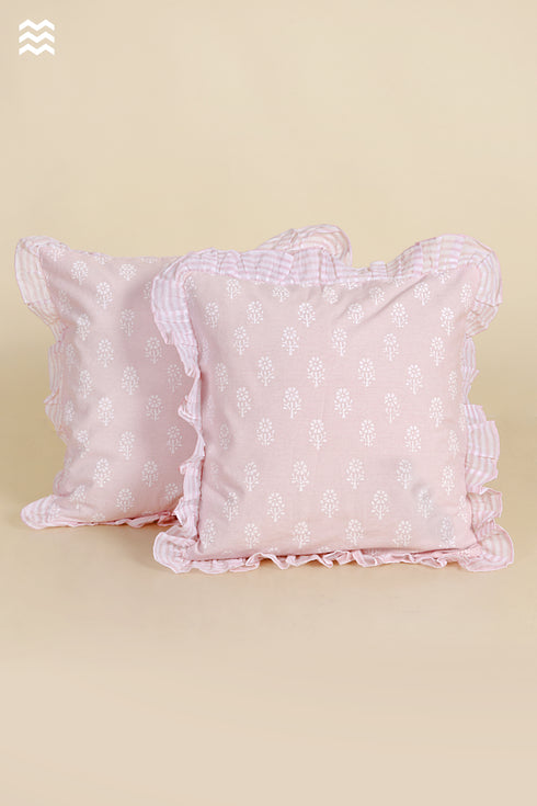 20s Cotton Cushion Cover in Floral Block Print