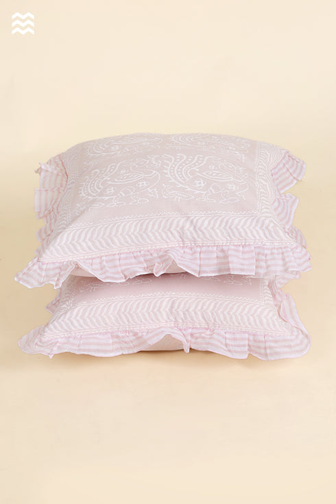 20s Cotton Cushion Cover in Floral Block Print