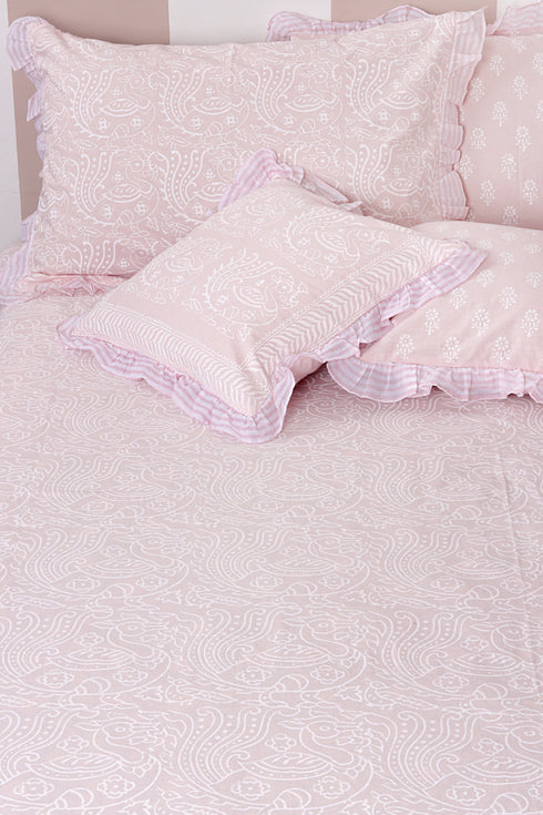 20s Cotton Cushion Cover in Floral Block Print