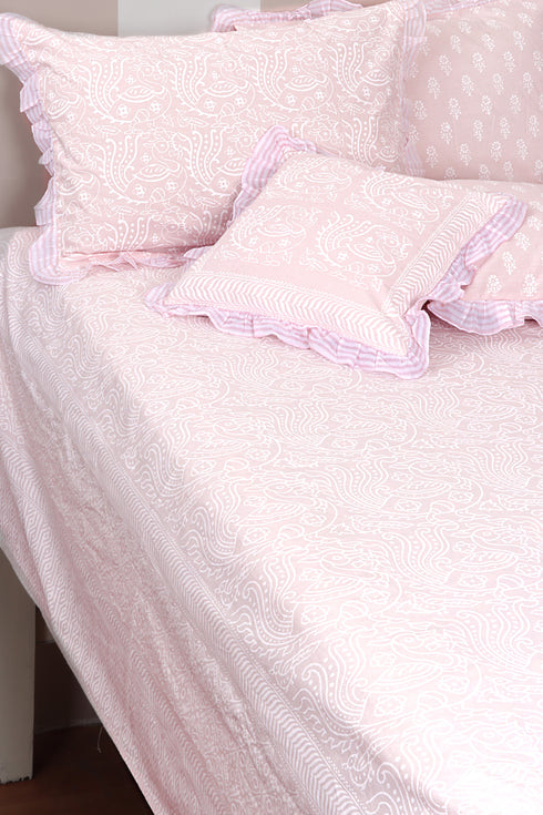 20s Cotton Cushion Cover in Floral Block Print