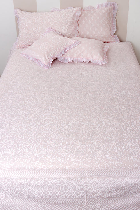 20s Cotton Cushion Cover in Floral Block Print