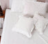 20s Cotton Cushion Cover With Frills In Ivory Block Print