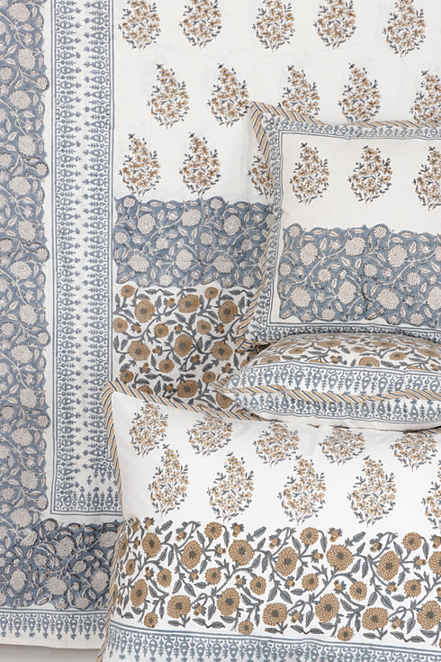 20s Cotton Bed Cover in Floral Block Print