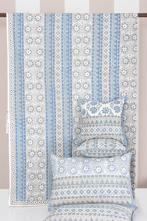 20s Cotton Bed Cover in Floral Block Print