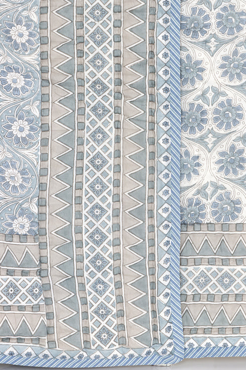 Mulmul Cotton Quilt in Floral Block Print
