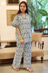 Cambric Cotton Short-Sleeve Pajama Set in Peacock Print