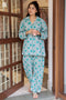 Cambric Cotton Long Pajama Set in Floral Print