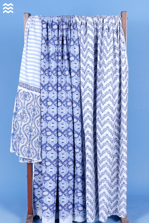 Slub Cotton Dress Material with Mulmul Dupatta In Floral Block Print