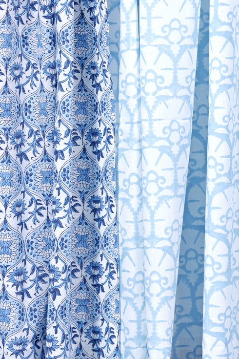 Slub Cotton Dress Material with Mulmul Dupatta In Floral Block Print