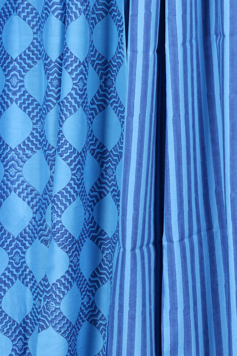 Cotton Silk Dress Material with Mulmul Dupatta In Floral Block Print