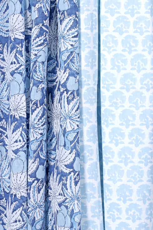 Mulmul Dress Material with Mulmul Dupatta In Floral Block Print