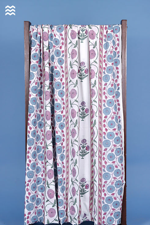 Cambric Cotton Floral Dress Material (Co-ord Set) In Block Print