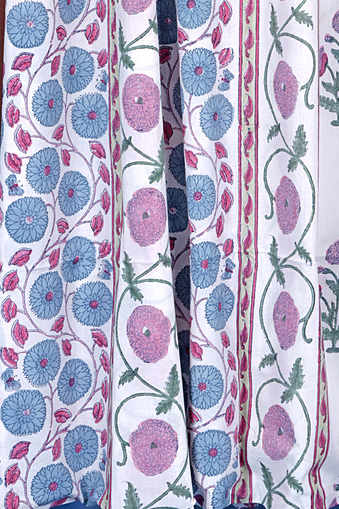 Cambric Cotton Floral Dress Material (Co-ord Set) In Block Print