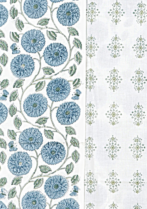 Cambric Cotton Floral Dress Material (Co-ord Set) In Block Print