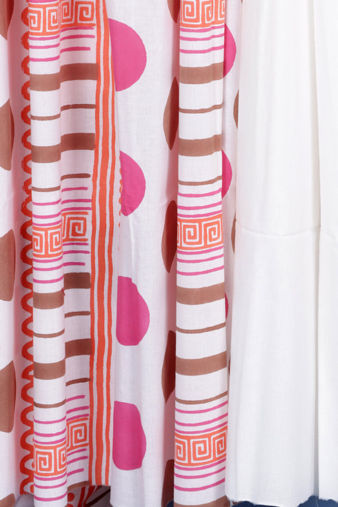 Cambric Cotton Polka Dots Dress Material With Dupatta in Block Print