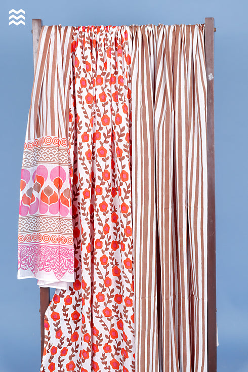 Cotton Crepe Dress Material With Dupatta in Block Print