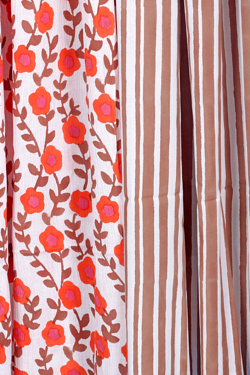 Cotton Crepe Dress Material With Dupatta in Block Print