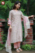 Chanderi Silk Kurta Pant with Dupatta in Floral Block Print