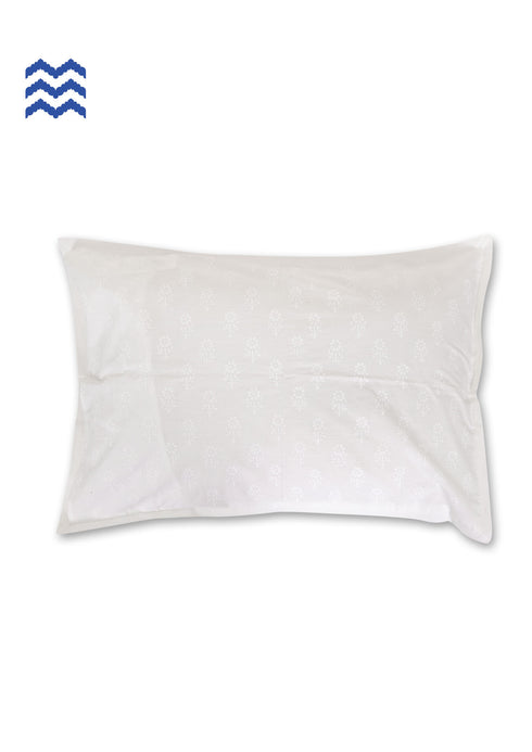 40’s CottonPillow Cover With Frills InIvory Block Print