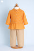 Cambric Cotton Orange Kurta Pajama Set With Vest