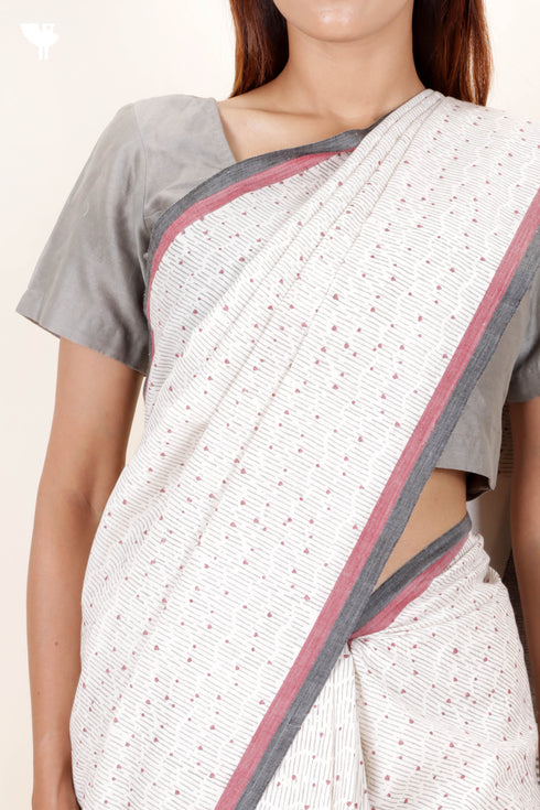 Bengal Cotton Saree In Block Print
