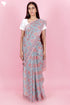 Kota Doria Saree In Floral Block Print