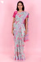 Kota Doria Saree In Floral Block Print