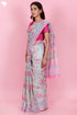 Kota Doria Saree In Floral Block Print