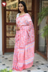 Kota Doria Saree in Floral Block Print